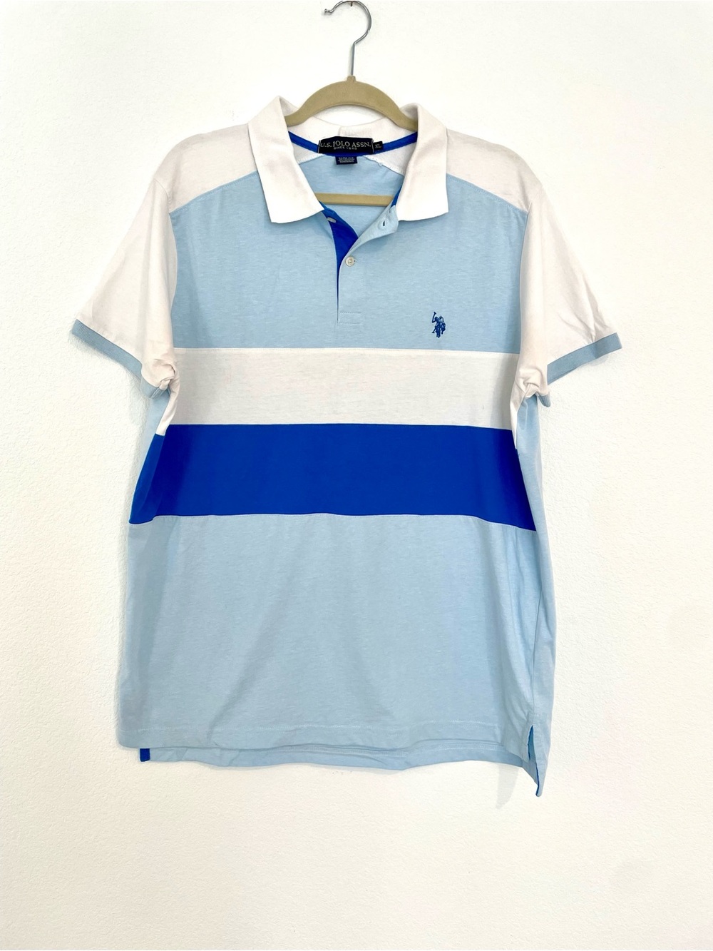 U.S. Polo Assn. Men’s Slim Fit Blue + White Polo